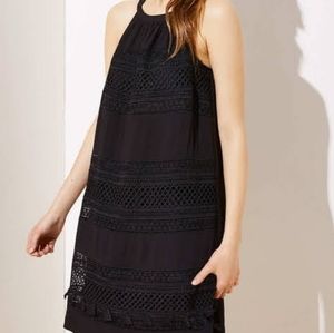 Loft black sundress with fringe, Size Medium